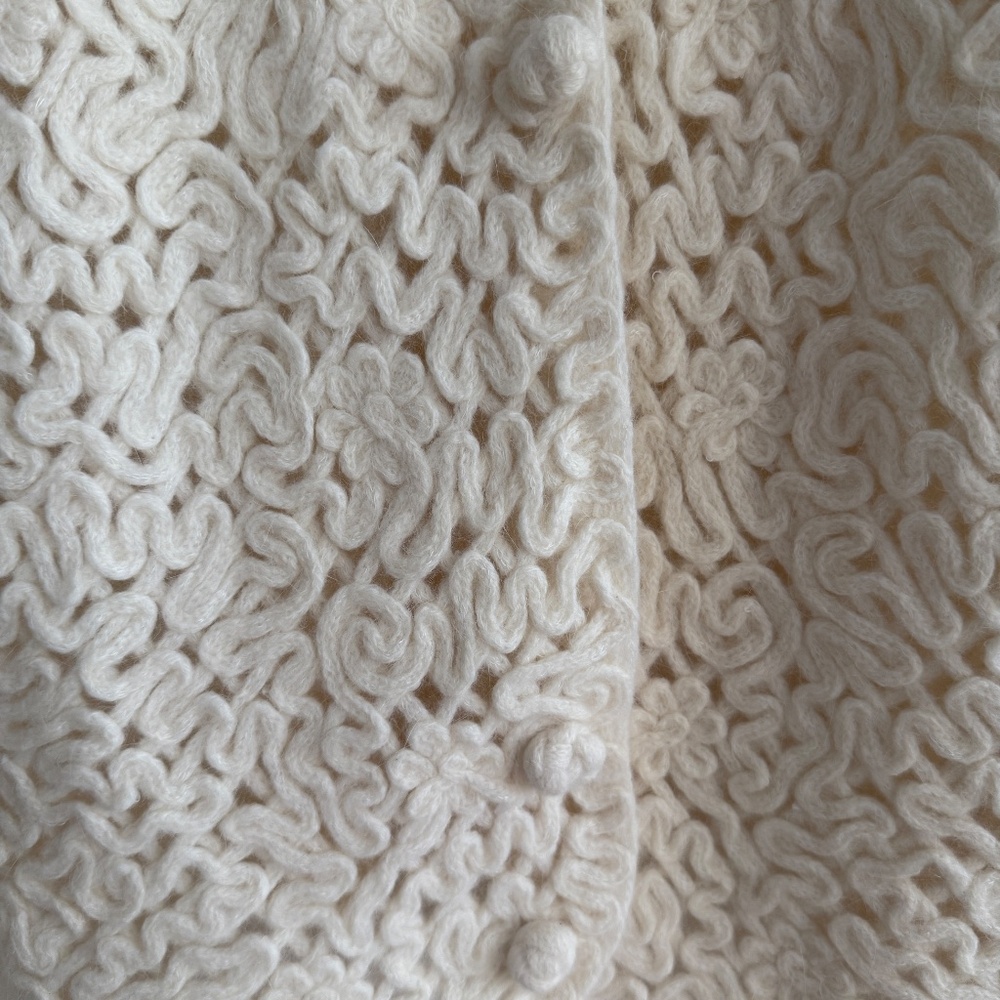 Vtg Crochet Fisherman Coldwater Creek Wool Knit Cardigan Sweater Cottagecore Med - Picture 6 of 12